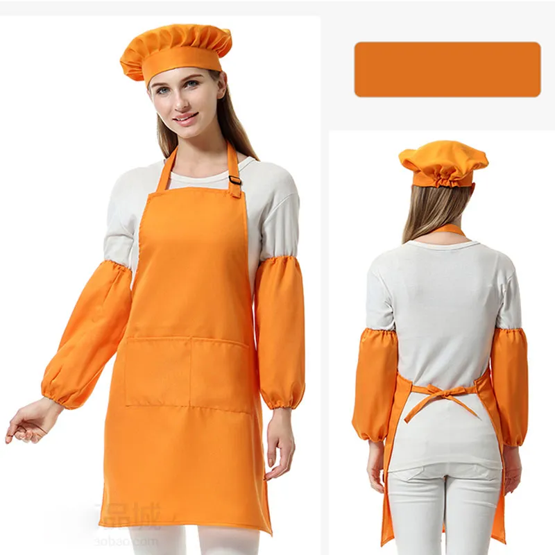 set Unisex polyester adult Kitchen Waists adult Aprons with SleeveChef Hats for Painting Cooking Baking DHL8691509