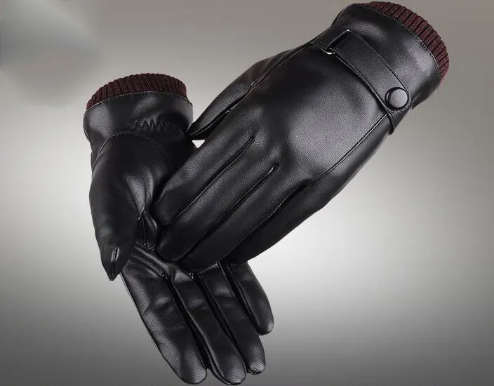 Mens Womens Designer PU Leather Gloves Winter Five Fingers Gloves Finger Protected Warm Keeping Faux Leather Gloves208s