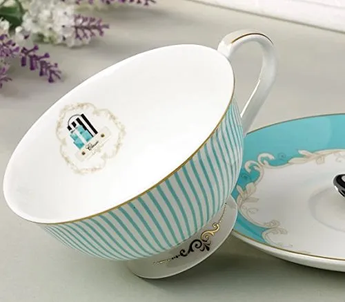 Vintage Royal Bone China Tea Cups kahve sütü çay fincanı ve tabağı ve kaşık setleri mavi kutulu set hediye 7-oz267x