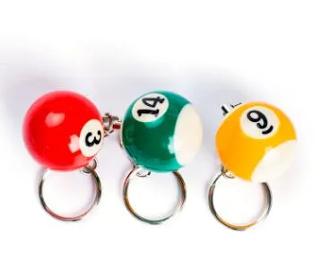 Moda snooker mesa bola chaveiro chaveiro para aniversário presente sorte cores misturadas243d