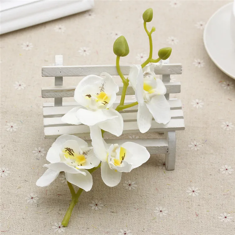 ホームウェディングパーティーの装飾用のシルク人工蘭の花束の人工花orchis植物diy blue white254n