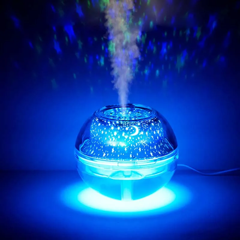 New Crystal Projection Lamp LED Night Light Colorful Color Projector Household Mini Humidifier Aromatherapy Hine