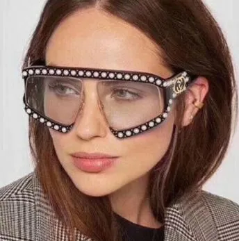 2018 nouvelle perle rivet Europe états-unis marque lunettes de soleil femmes lunettes de soleil surdimensionné lunettes 3161