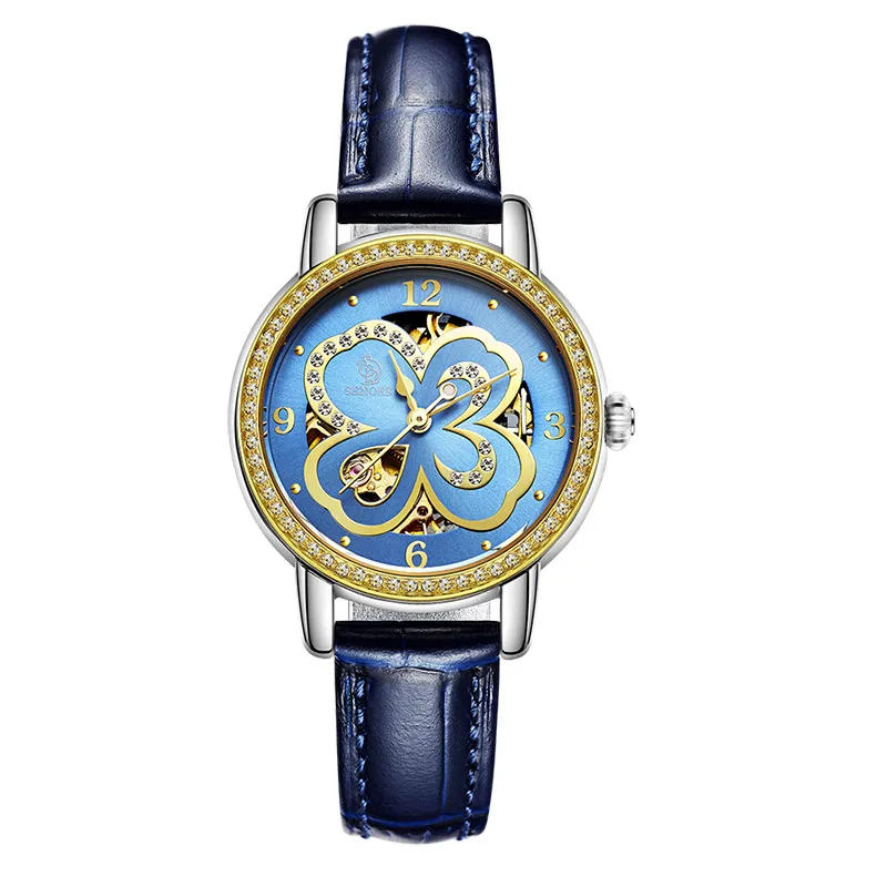 SENORS wengle New Clover Automatic Ms Orologi meccanici di alta qualità in vera pelle Commerce attraverso il fondo Orologi da donna182j