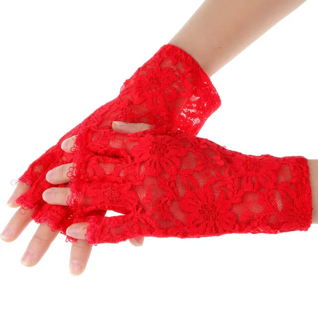 Zwart Wit Vingerloos Ontwerp Lady Goth Bruiloft Sexy korte Kanten Handschoenen Zomer Zonnebrandcrème Mittens276P