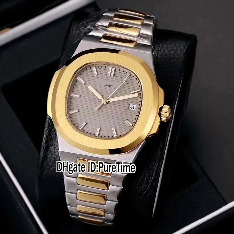 New Classic 5711 Two Tone Yellow Gold Blue Texture Dial 40mm A2813 Automatic Mens Watch Sports Watches Stainless Steel Puretime P2235J