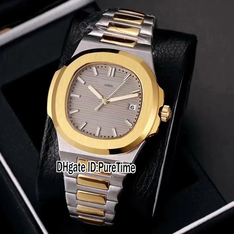 Novo clássico 5711 dois tons amarelo ouro azul textura dial 40mm a2813 relógio automático masculino relógios esportivos aço inoxidável puretime p2235j
