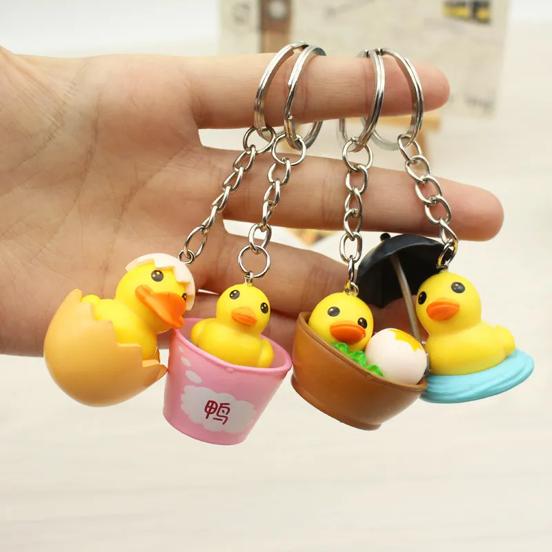 Cute Rubber Duck Keychain Women Kawaii Anime Eggshell Duckling Key Chain On Bag Car Trinket Jewelry Girls Party Birthday Friends G2877454