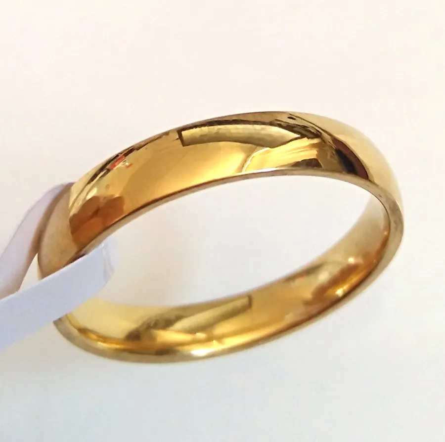 50шт золотые 4-мм свадебные обручальные кольца Мужчины Женщины 316L нержавеющая сталь