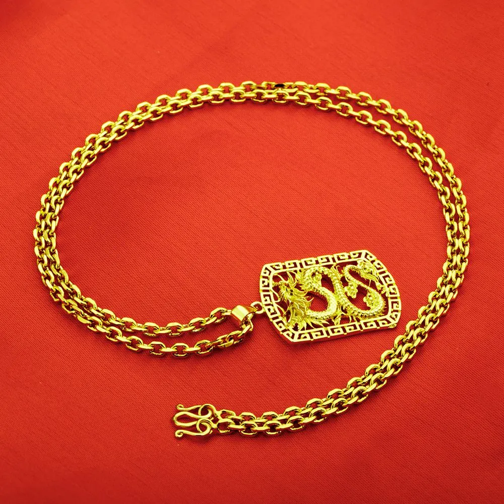 Fly Dragon Mönster hänge halsbandskedja 18k gult guld fylld solida stiliga män presentuttalande smycken271u