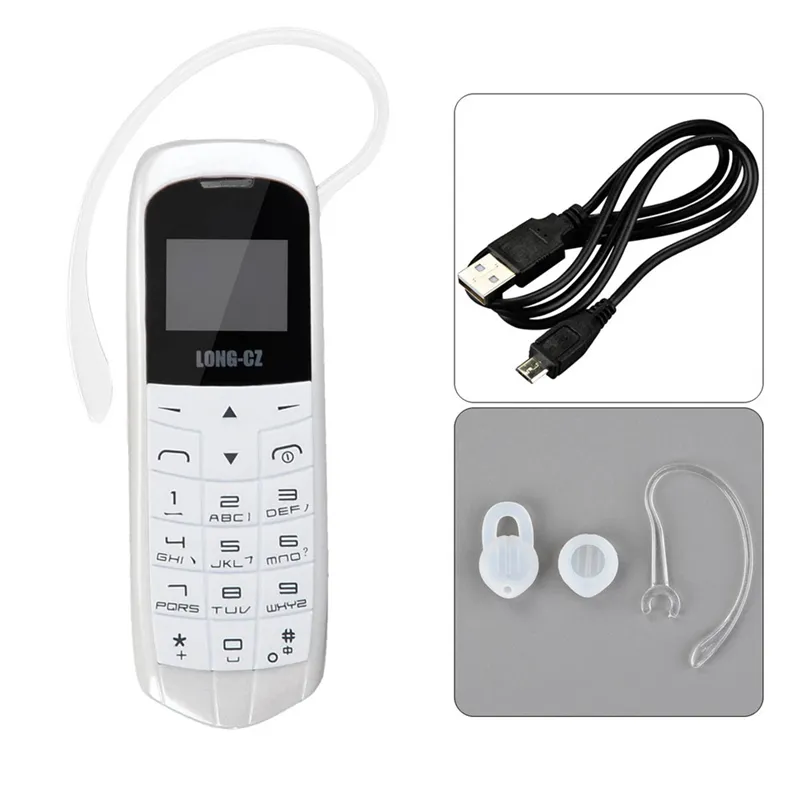 J8 Bluetooth Dialer Mini Mobile Phone 0.66 inch with Hands Free Support FM Radio Micro SIM Card GSM Network With Package 