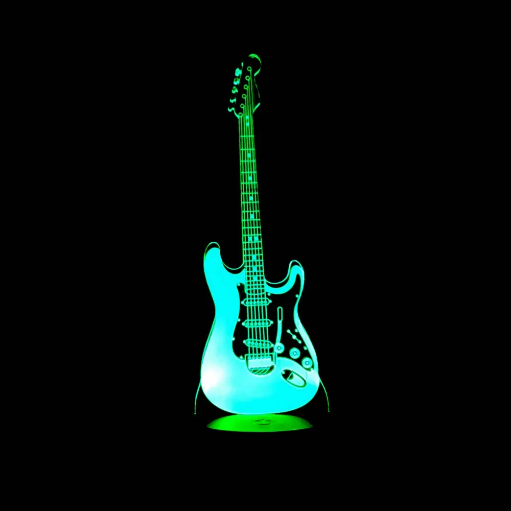 3D LED Night Light Electric Guitar med Light for Home Decoration Lamp Fantastisk visualisering Optisk illusion Hela DR4565724