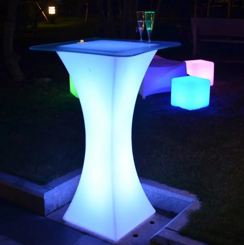 جديد قابل لإعادة الشحن LED مضيئة كوكتيل طاولة كوكتيل ماء مقاوم للماء طاولة شريط LED مضاء