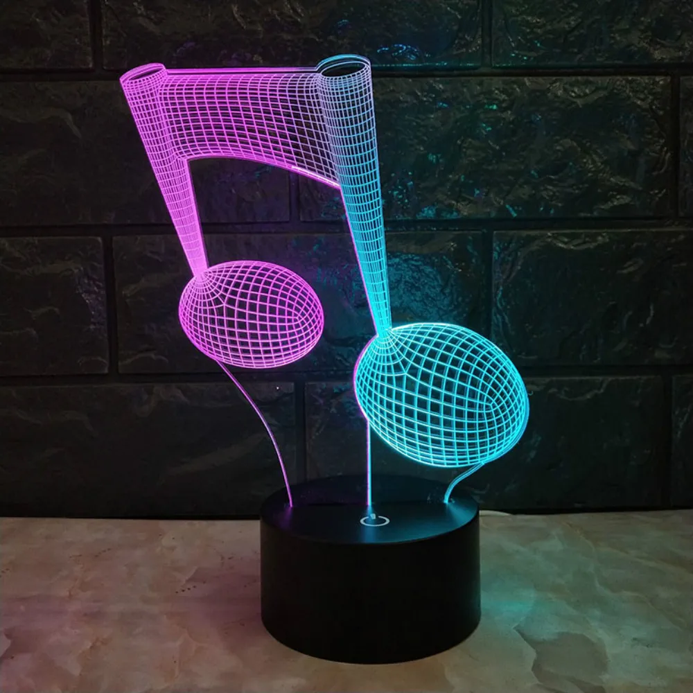 LED Modern Musical Note Nocna światła 3D Illusion Illusion LUMINARIA LAMPA Y ZMIANA MUZYKA MOUTOM LAMPA WOLNO DRO8832845