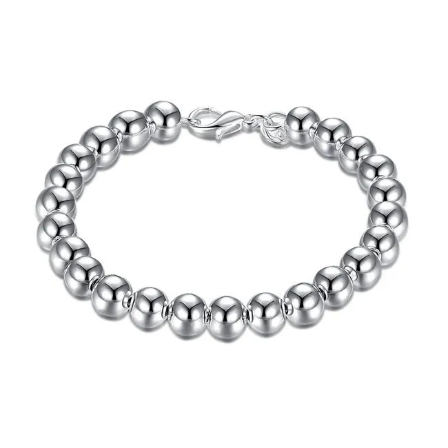 Bröllopsgåvor 8m Hollow 925 Silver Armband JSPB126 BEAST Gift Män och kvinnor Sterling Silver Plated Charm Armelets240J