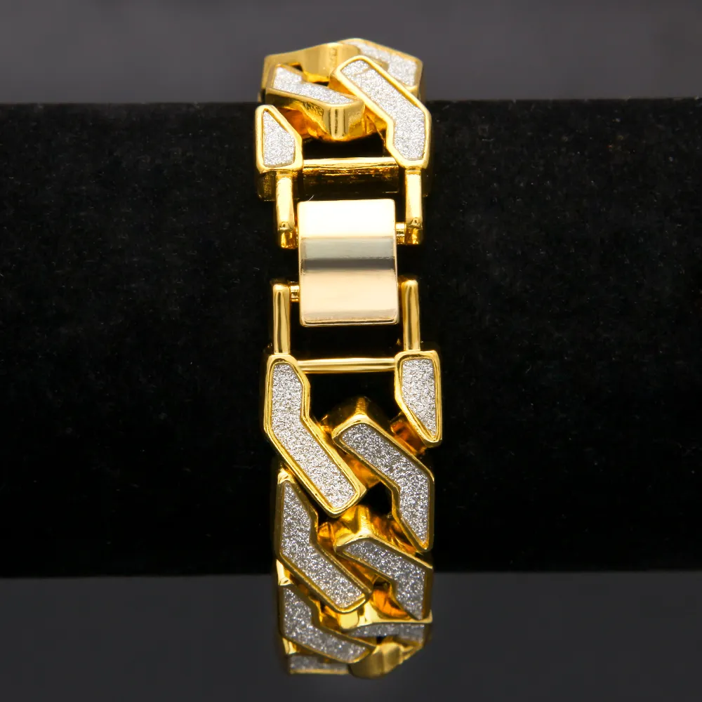 16 мм шириной коляние коляние кубинское золотое браслет мужские хип -хоп массивные золотые кубинские звень