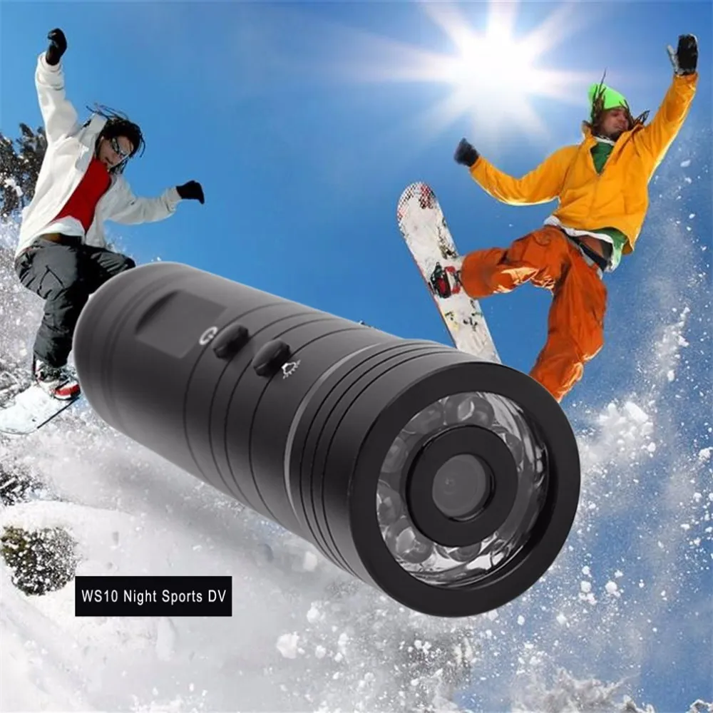 Высококачественный WS10 Night Vision Sport Action Camera DV Водонепроницаемый рекордер с держателем велосипедной велосипедной велосипед