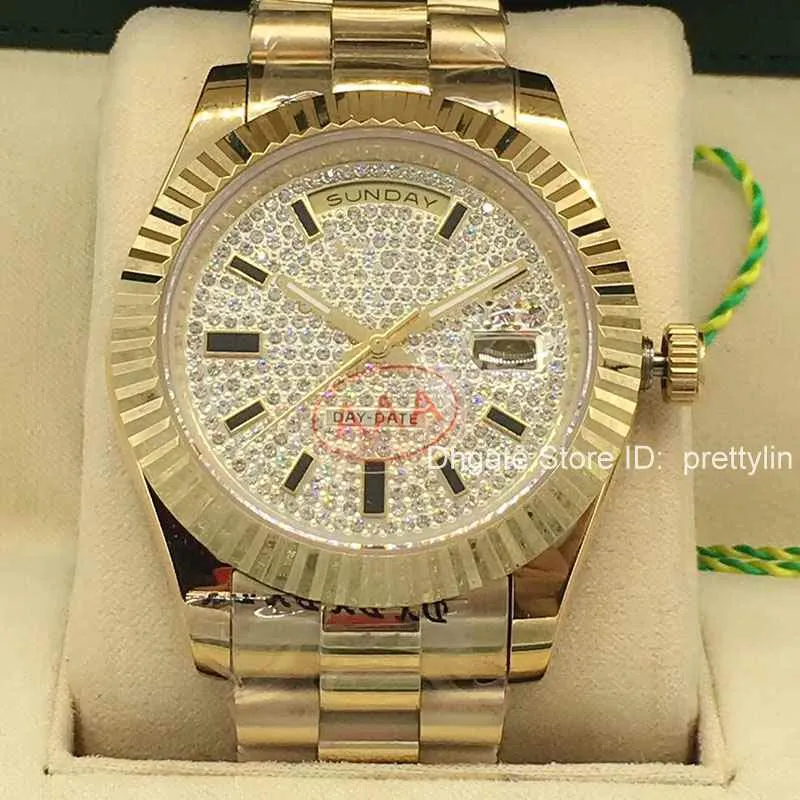 Full New Watch Sweep Smidy Mechanical Automatic Movement Diamonds Face Big Stones Bezel Luxury Mens Watches256r