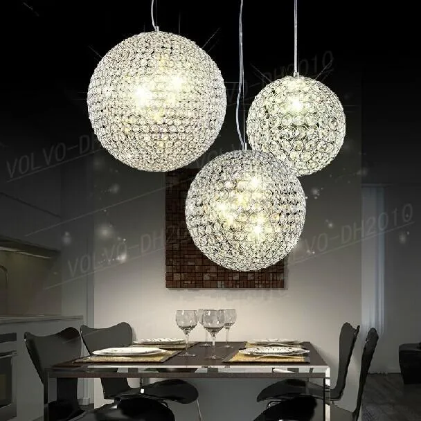 Moderne LED K9 Boule De Cristal Lampes Suspendues Lustre Lampe Salon Lumières Restaurant Bar Sphère Créative Salle De Bal Maison Luminaires2957