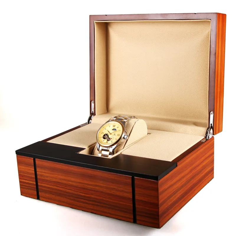 Boîte de montre en bois haut de gamme, fournitures d'usine, boîte de montre en laque exquise à haute brillance, boîte à bijoux haut de gamme, emballage personnalisé 304b