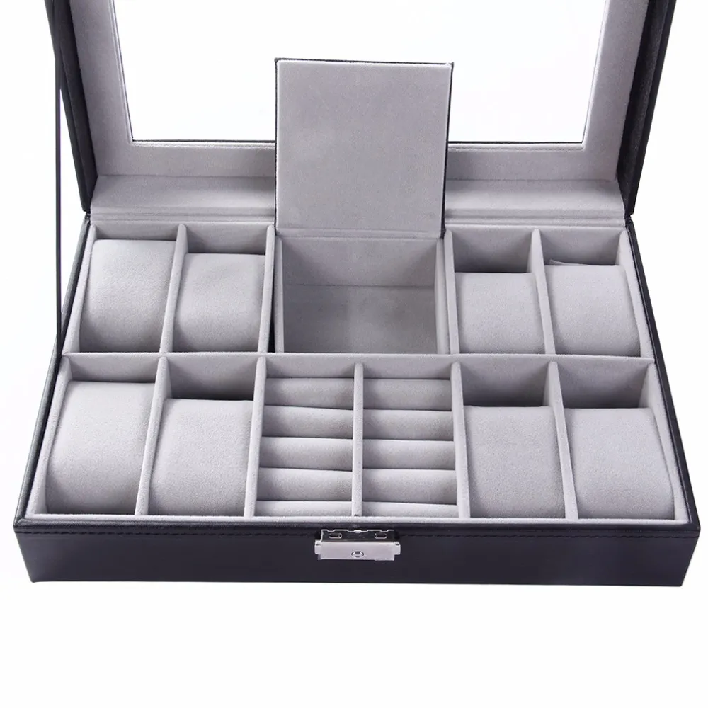 Obserwuj skrzynki pudełkowe pudełko 8 3 mieszane siatki 30 20 8 cm skórzane zamsz wewnątrz słownego bulionu do przechowywania biżuterii