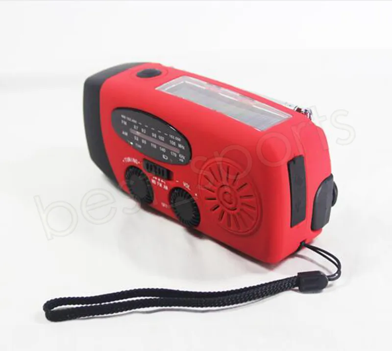 AM / FM / WB SOLAR RADIOLIGHT Emergency Solar Hand Crank Power 3 LED-ficklampa Elektrisk Torch Dynamo Ljusbelysning Lampa GGA969