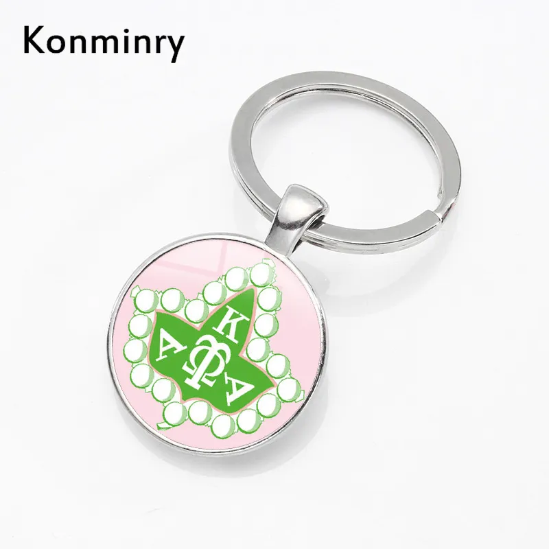 Konmniry AKA Sorority Verre Dôme Porte-clés Charmes Kap Argent Porte-clés Femmes Hommes Mode Jewelry282Q