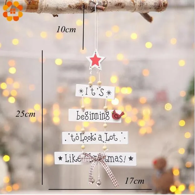Joyeux Noël Lettre Pendentifs En Bois Ornements Ornement D'arbre De Noël Artisanat En Bois Pour La Maison Mur Décoration De Fête De Noël GA425346I