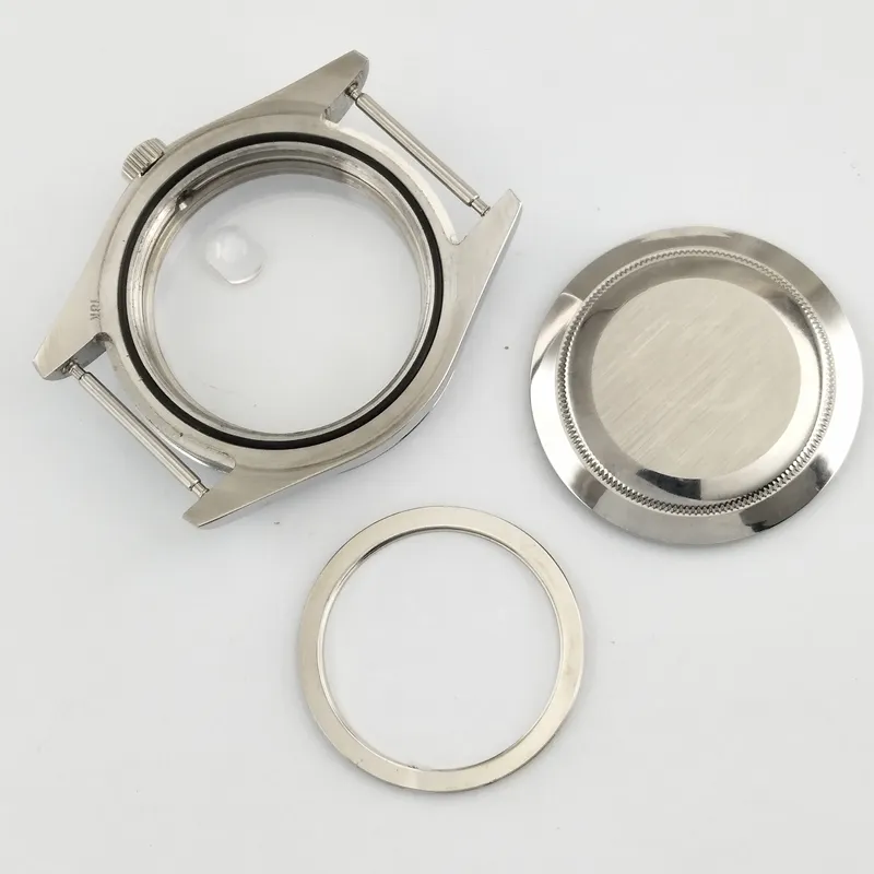 41mm Sapphire Glass Polished Silver Color Rostfritt Steel Watch Case Fit ETA 2824 2836 Miyota 8205 8215 821A 82 Series Movement P177E