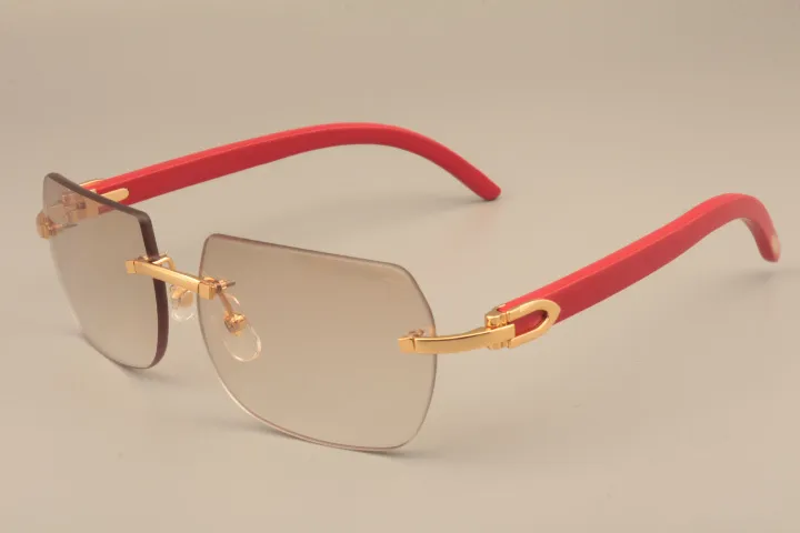 Мужские и женские солнцезащитные очки C8100906 из цельного дерева с красными дужками, солнцезащитные очки в декоративной деревянной оправе, полностью натуральные солнцезащитные очки s225f