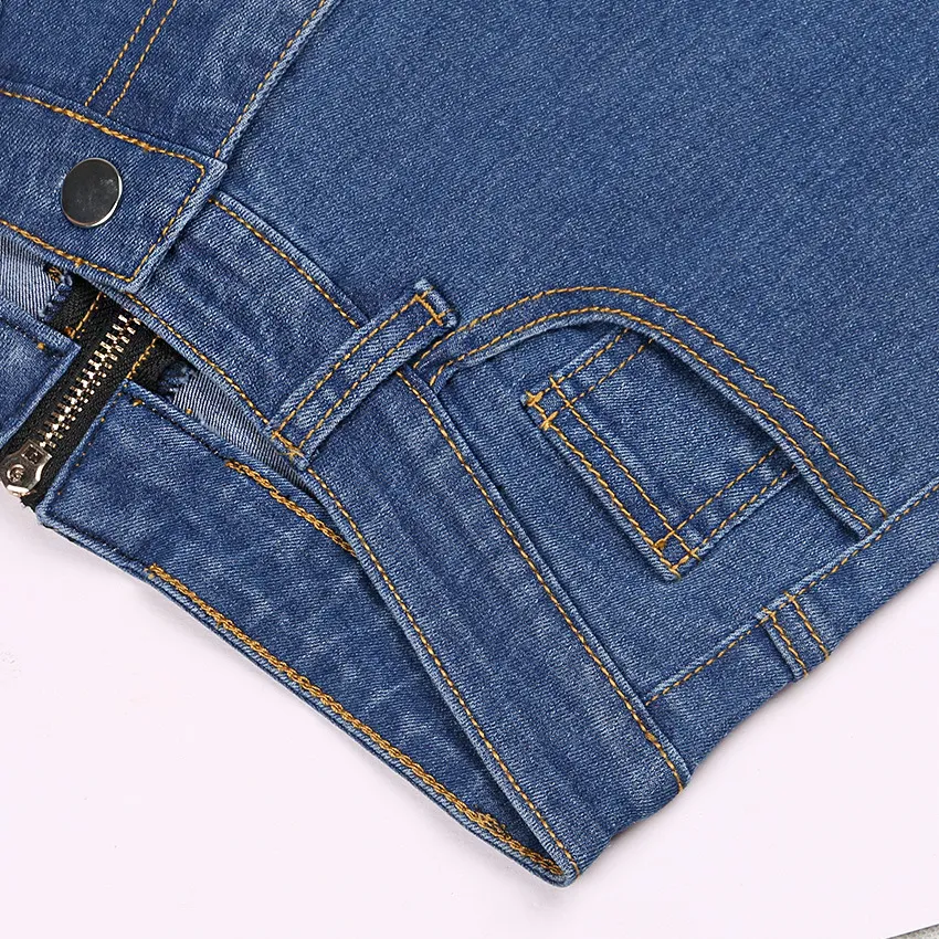 Spring New Women Back Zapip Design Dżins Blue Ołówek Jeans Seksowne wysokie talia długie spodnie Szczupłe spodnie