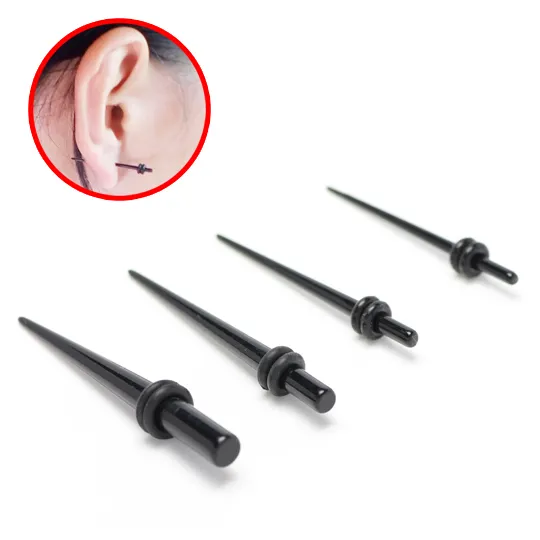 Black UV Acrylic Ear Stretching Tapers Expander Plugs Tunnel Body Piercing Jewelry Kit Gauges Bulk 1 6-10mm Earring Promotional Ho296y