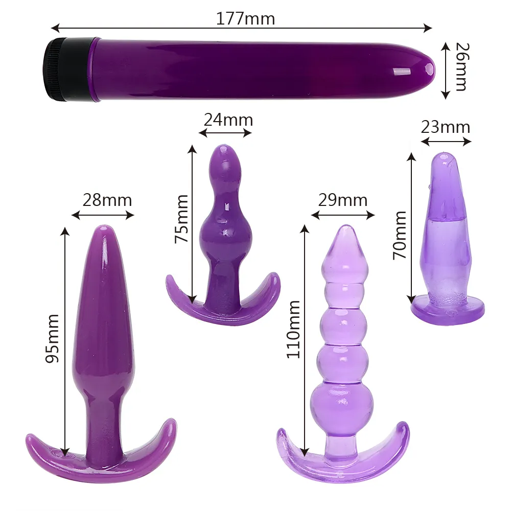 IKOKY 5 pezzi set plug anale vibratore vibratore giocattoli del sesso uomini donne massaggiatore della prostata butt plug giocattoli erotici dito prodotti adulti Y18922312862