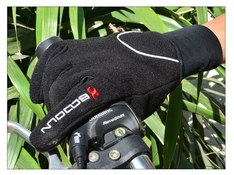 Brand Windproof Fleece Bicycle Gloves Winter MTB Bike Thermal Guantes de po Bicicleta Men Full Finger Cycling Gloves Luvas de goleiro