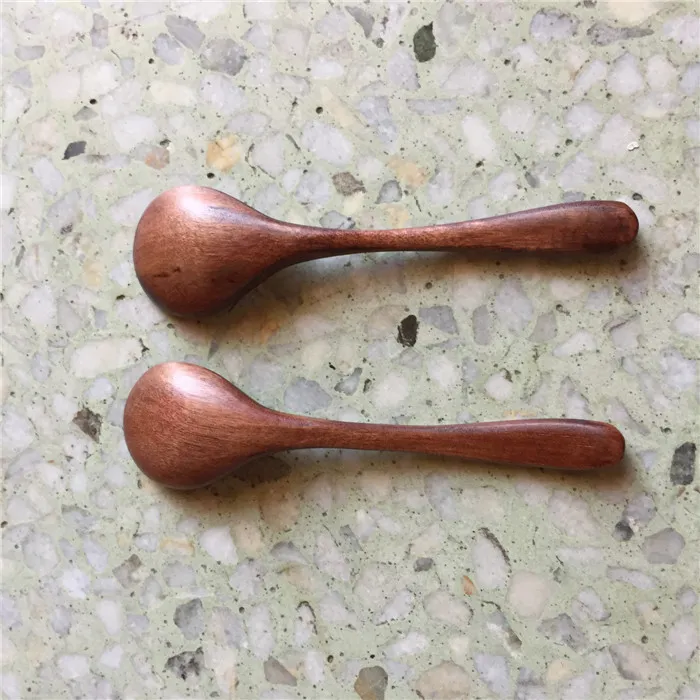 Small Wood Coffee Tea Spoon 12 3cm Brown Wooden Spoons for Sugar Salt Jam Mustard Ice Cream Natural Wooden Handmade Fre225Z