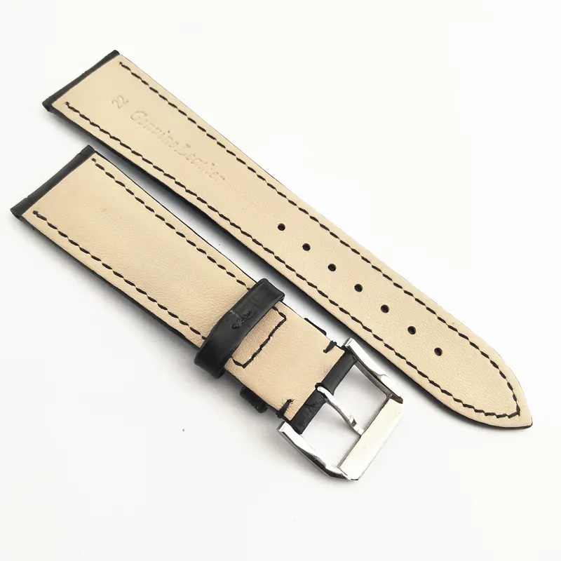 22 mm zwart bruin blauw koffiekleurig echt lederen polshorloge horlogebanden riemen armband horlogebanden met roestvrijstalen gesp P8232871