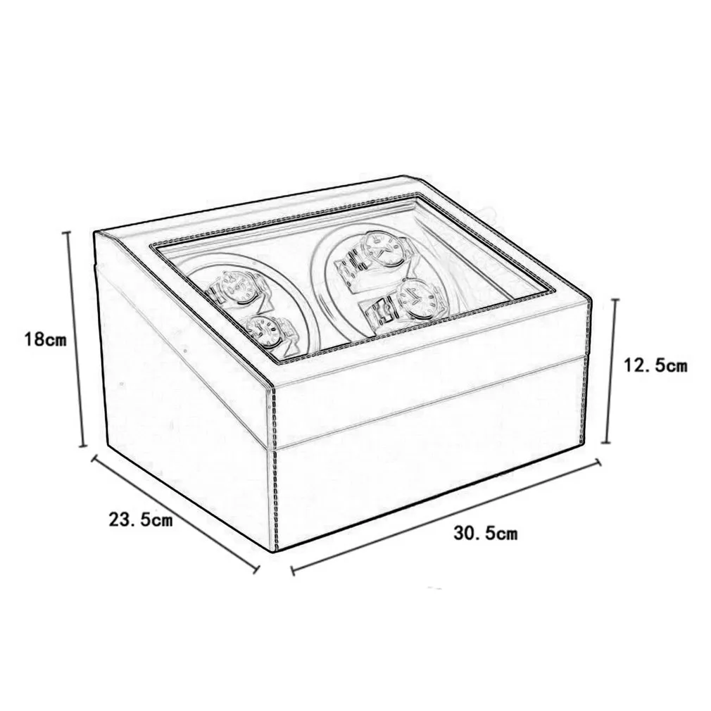 Avvolgitori orologi meccanici automatici Scatola portaoggetti in pelle PU nera Collezione Display orologi Gioielli Spina americana Winder Box278R