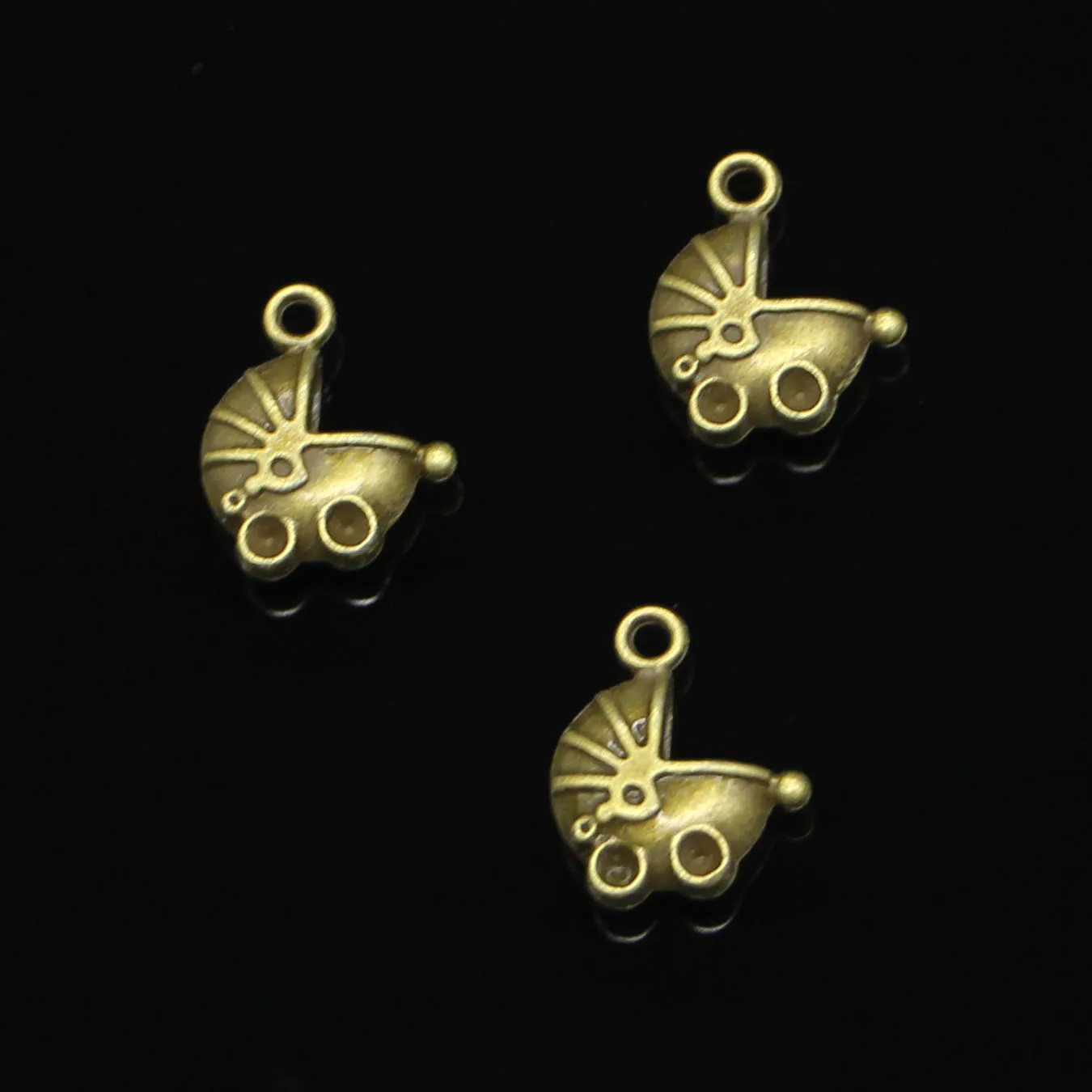 Zinc Alloy Charms Antique Bronze Plated 3D baby carriage buggy pram Charms for Jewelry Making DIY Handmade Pendants 16 13mm261e
