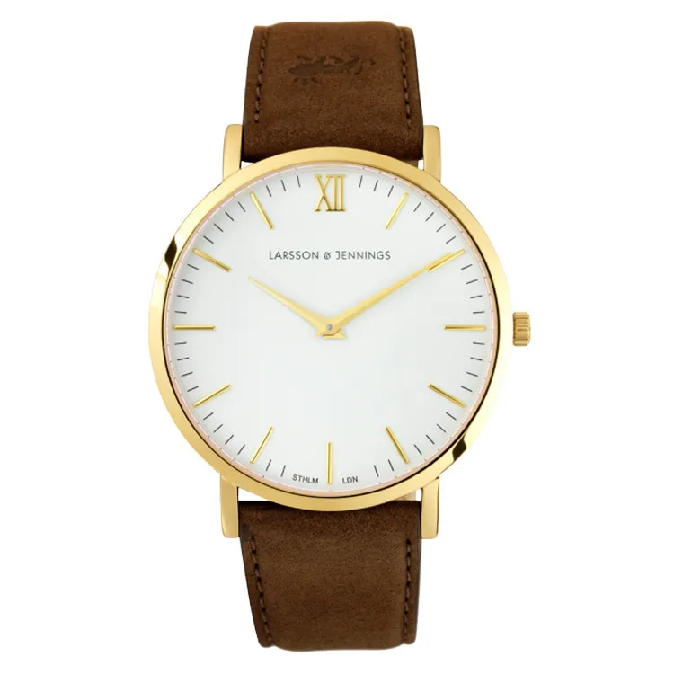 Nowe modne luksusowe zegarki marki dla kobiet Larsson Jennings Casual Dress Kwarcowy zegarek skórzany pasek ze stali nierdzewnej
