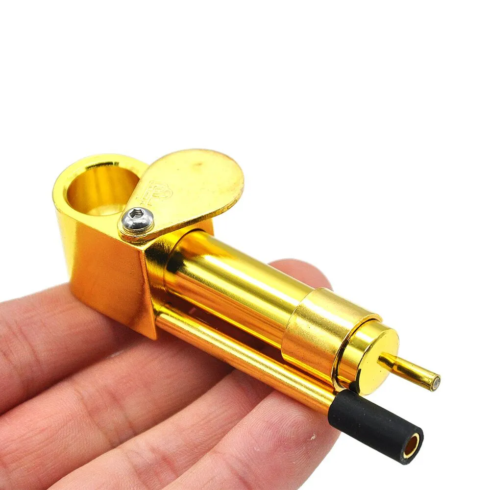 Brass Proto Pipe Metal Smoking Pipe 3.9 Inch Portable Pipes with Golden Cleaning Tool Tobacco Pipe Oil Herb Bubbler Glass Water Pipes