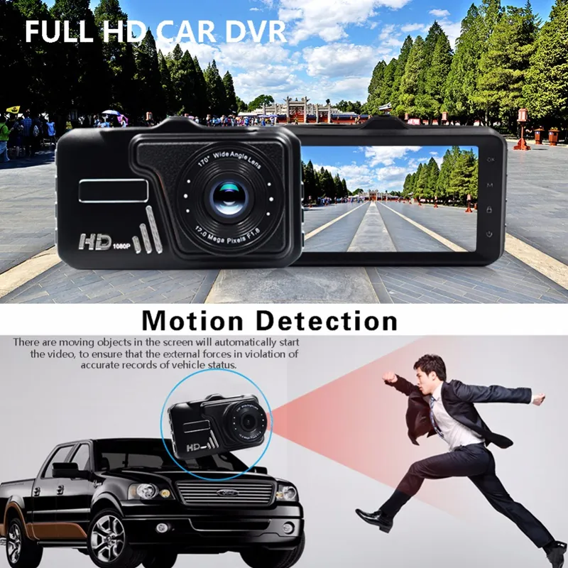New car DVR video dashcam 3.0 inch full HD 1080P 170 degrees vehicle data recorder loop recording G-sensor parking monitor