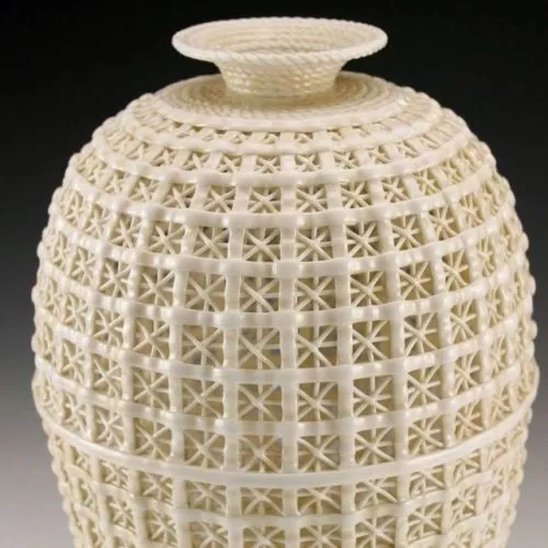 Raro grande vaso scavato in ceramica dehua fatto a mano antico orientale256x