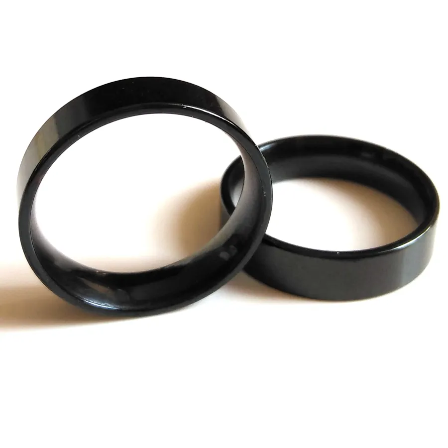 Whole Unisex Black Band Rings Wide 6MM Stainless steel Rings for Men and Women Wedding Engagement Ring Friend Gift Party2944