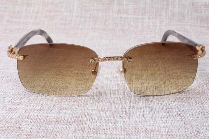 2019 produttori di alta qualità producono occhiali da sole senza cornice 8200759 occhiali firmati con diamanti unici corno misto rettangolare len281Z