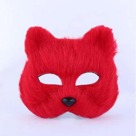 Plastic Villus Arctic Fox Mask Cosplay Party Upper Half Face Halloween Masks Cat Masquerade Party Masks193D