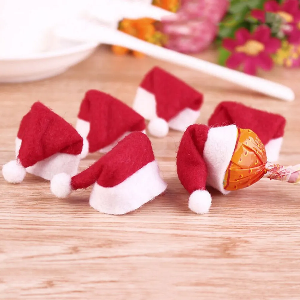 Mini Noel Şapkası Noel Baba Şapka Noel Lolipop Hat Mini Düğün Hediyesi Yaratıcı Kapaklar Noel Ağacı Süsleme Dekor285g