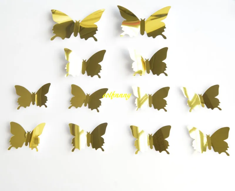 Fast DIY Mirror 3D Butterfly Wall Stickers Home Decor Kids Gift Party Wedding Decor Home Decoration B5301