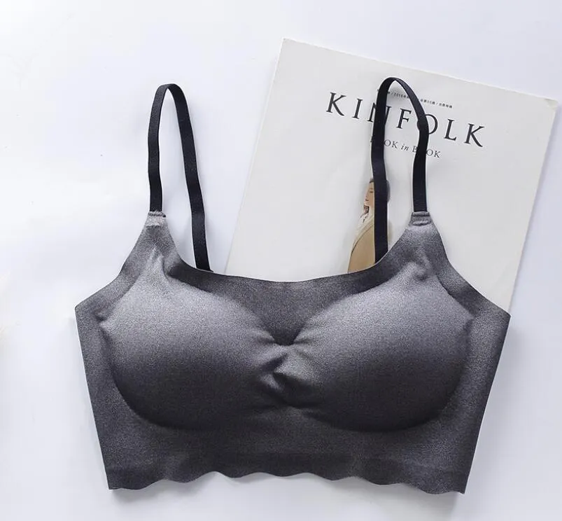 Sexy Side Buckle Wireless Lace Bra Breathable Women Sport Gathered Adjustable Rimless Sleep Bra Vest Style Seamless