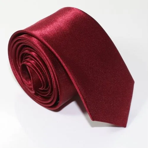 Satin polyester silkes slips hals banden män kvinnor vinröd mager fast färg vanliga 20 färger 5cmx145cm332m