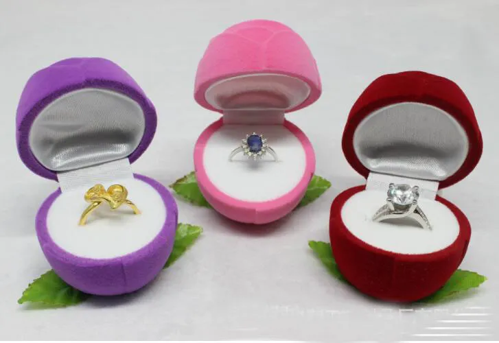 Flocking Red Jewelry Box Rose Romantic Wedding Ring Earring Hanger ketting sieraden Display Geschenkdoos Sieraden Verpakking GA322169